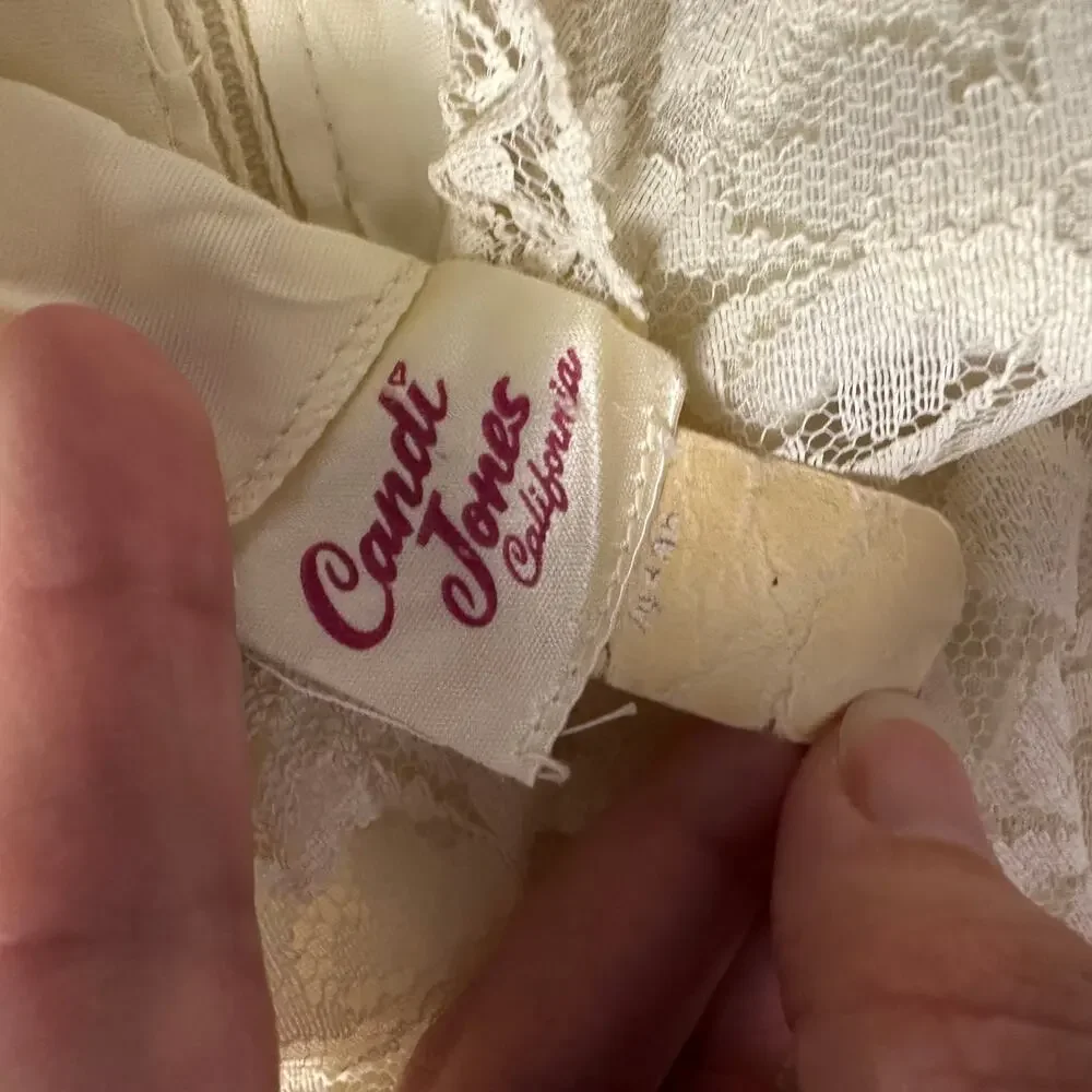 Candi Jones‎ California Vintage 70s Cream Lace Trim Prairie Wedding Dress Size S - Picture 2 of 14